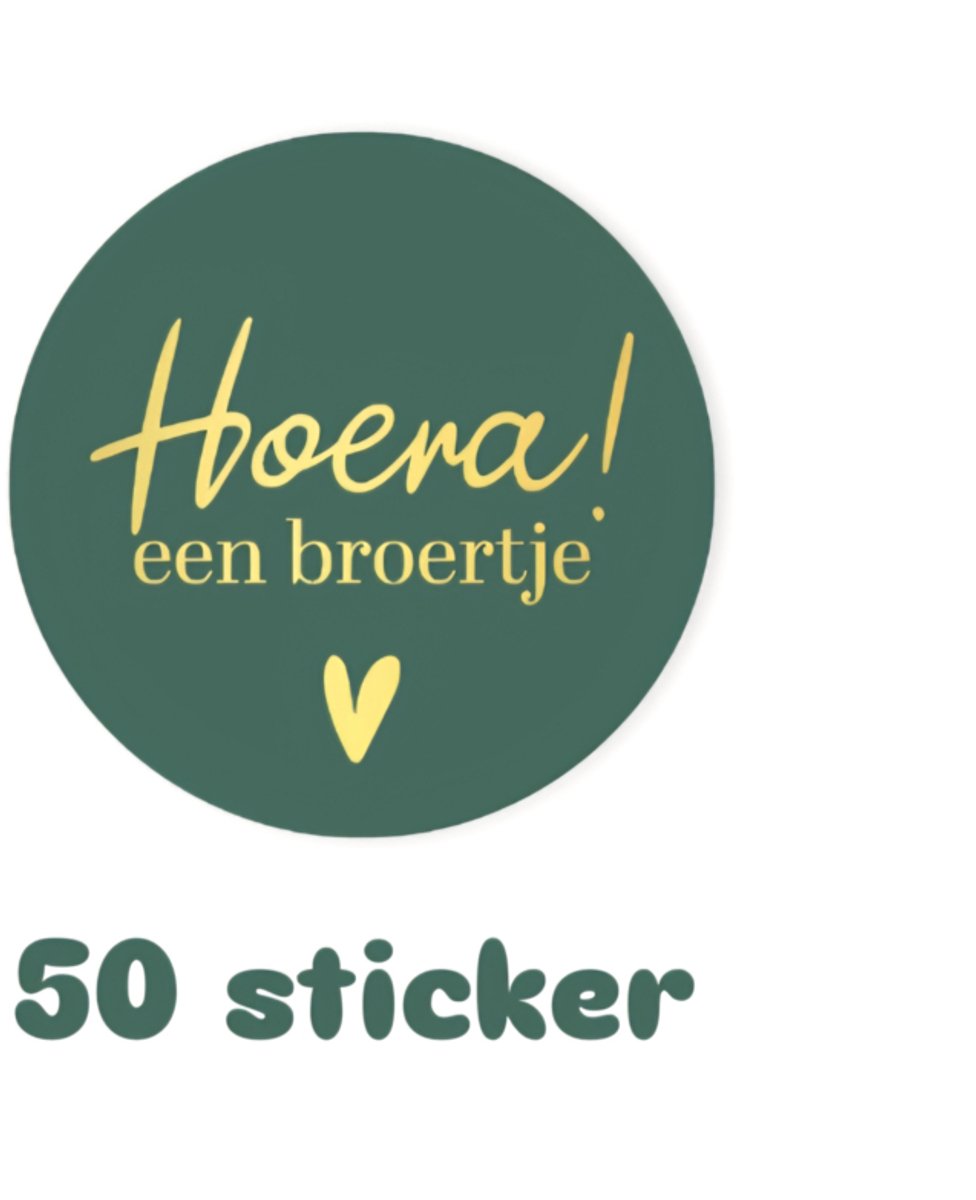 50x sticker - HOERA een Broertje - geboorte - baby - Grote zus broer - leuk inpakken - Sluitstickers - cadeausticker