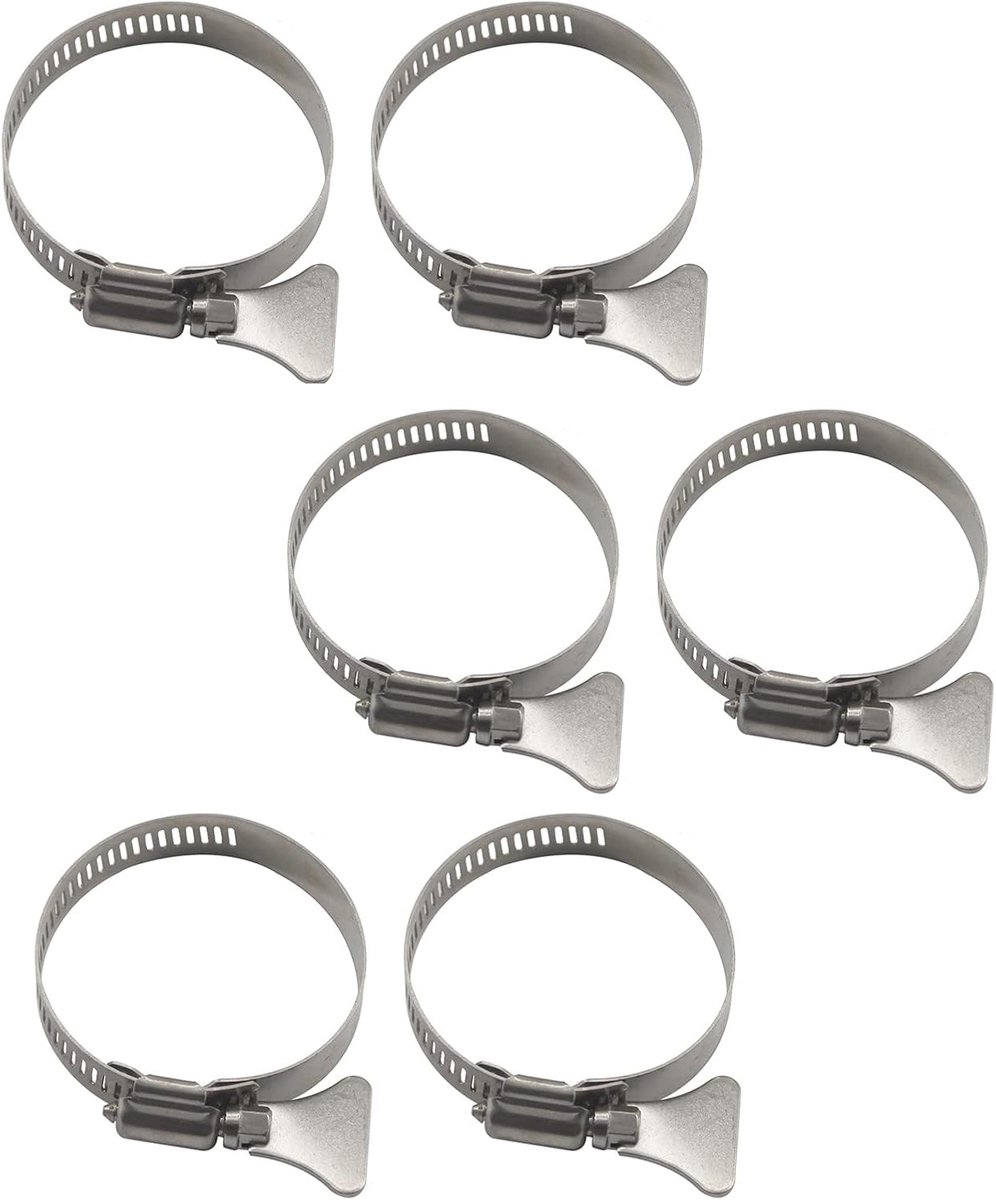 Verstelbare Slangklemmen van 52-76mm - 304 RVS Wormdrive Klemmen voor Pijpen (6 Stuks) - Duurzaam en Roestvrij
