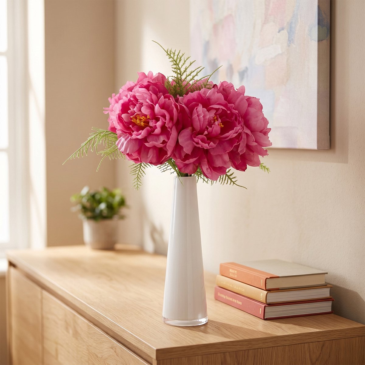 Kunst pioenrozen boeket Nomi Marbella Cerise 40cm
