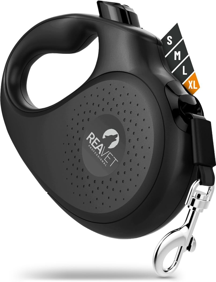 Thijox - Uittrekbare hondenlijn 8 m voor grote honden (XL), ergonomische antislip handgreep, robuuste hondenriem met remstopsysteem, tot 50 kg