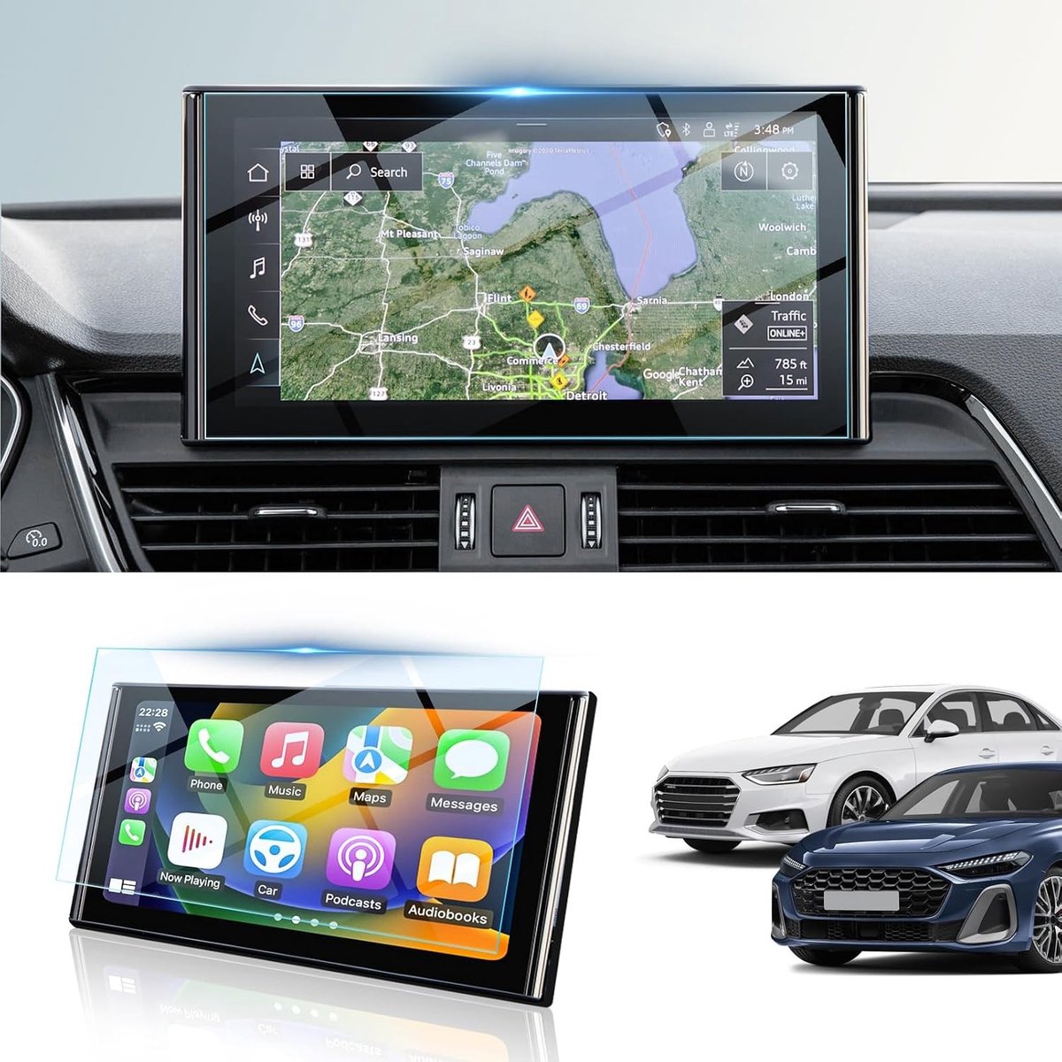 Navigatiescherm Beschermfolie voor Audi A4 B9 B9.5 / A5 / Q5 FY Sportback 2021-2025, 10.1 Inch Tempered Glass 9H, Ideaal voor Navigatie en Display Bescherming