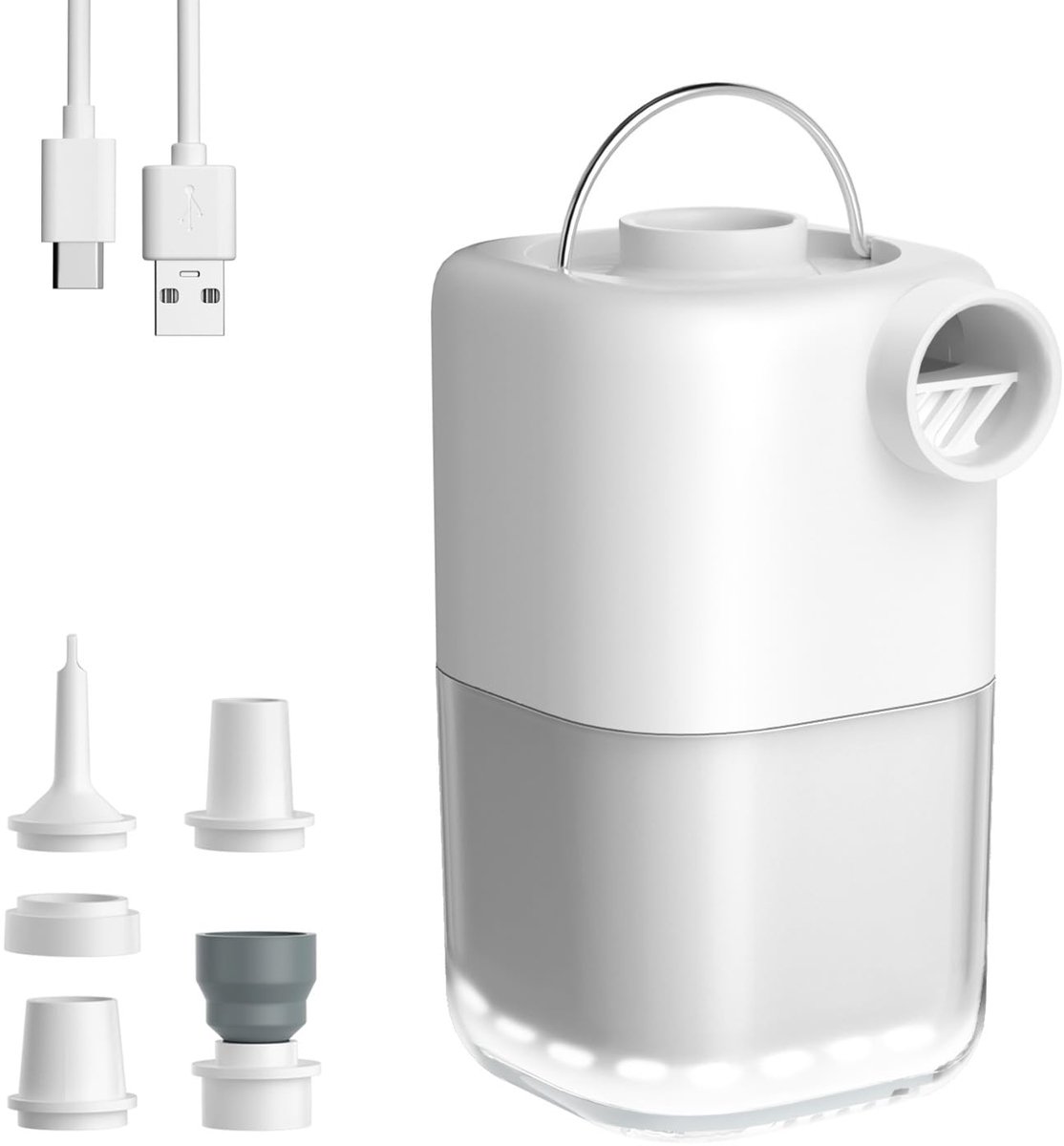 SnelShoppen - Draagbare Elektrische Luchtpomp 4 kPa, Oplaadbaar met Campinglicht, Mini-Pomp voor Opblazen van Campingmatten, Zwemringen en Meer