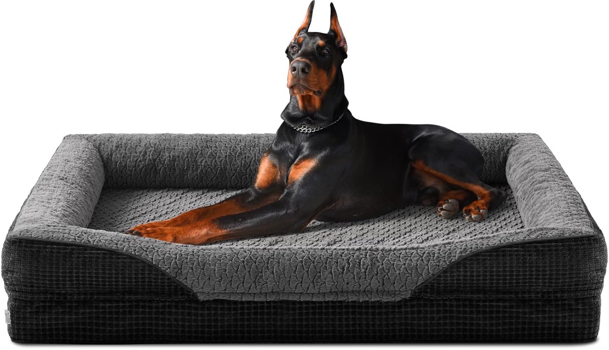 SnelShoppen - FURTIME Orthopedisch Hondenbed XXL voor Grote Honden, Traagschuim Hondenmand, Afneembaar en Wasbaar, Antislip Hondemand met Hoge Rand 12