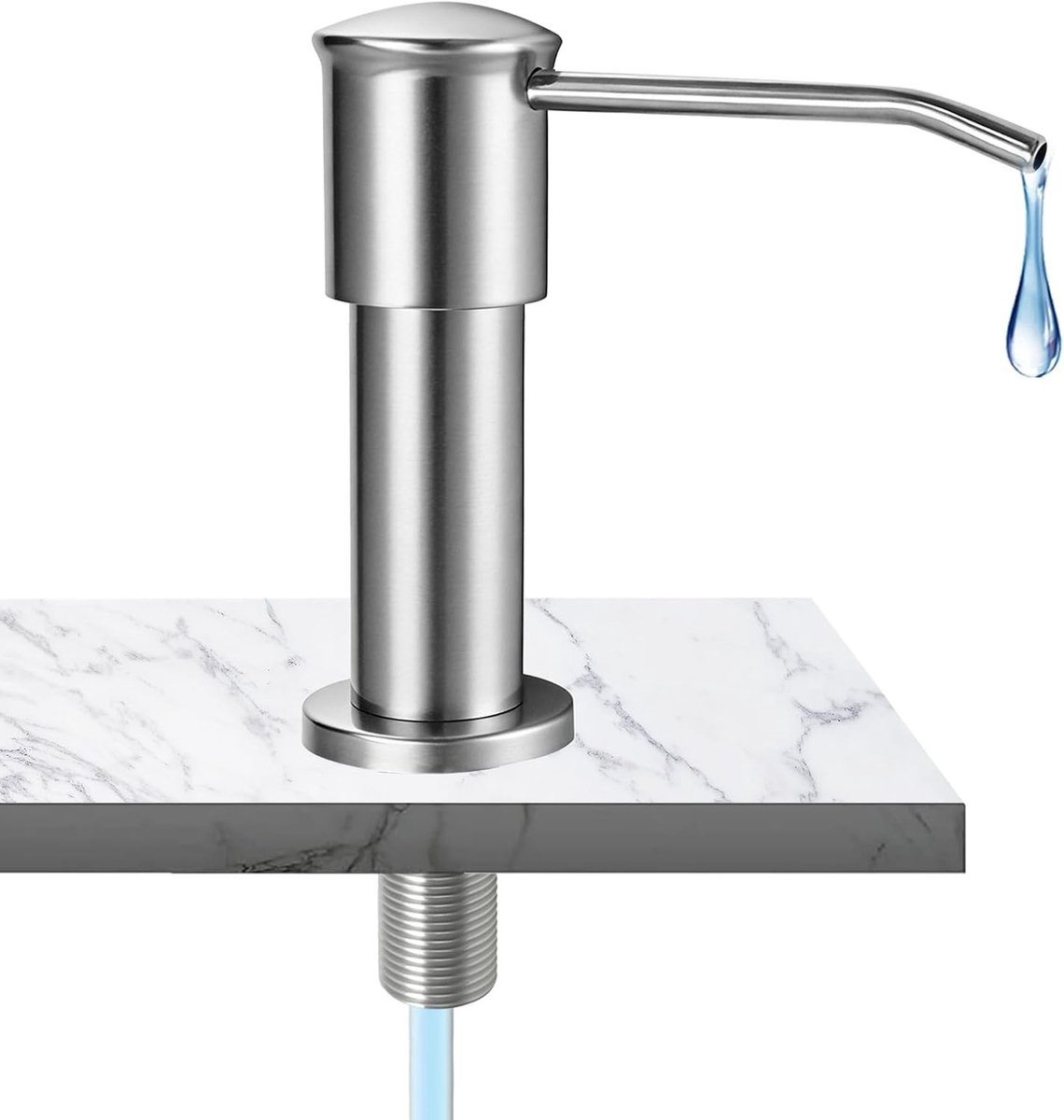 Bovenmontage Zeepdispenser voor Spoelbak met Verlengslang, 360° Draaibare Pomp, Roestvrijstalen Keuken- en Badkameraccessoire met Modern Ontwerp