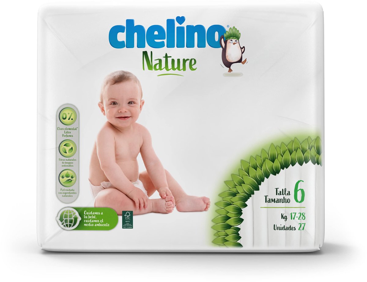 SnelShoppen - Kinderluiers Maat 6 (17-28 kg) - 162 Stuks - Natuurlijke Vezels - Latex- en Parfumvrij - Optimale Pasvorm - Voor Een Gezonde Huid - Verz
