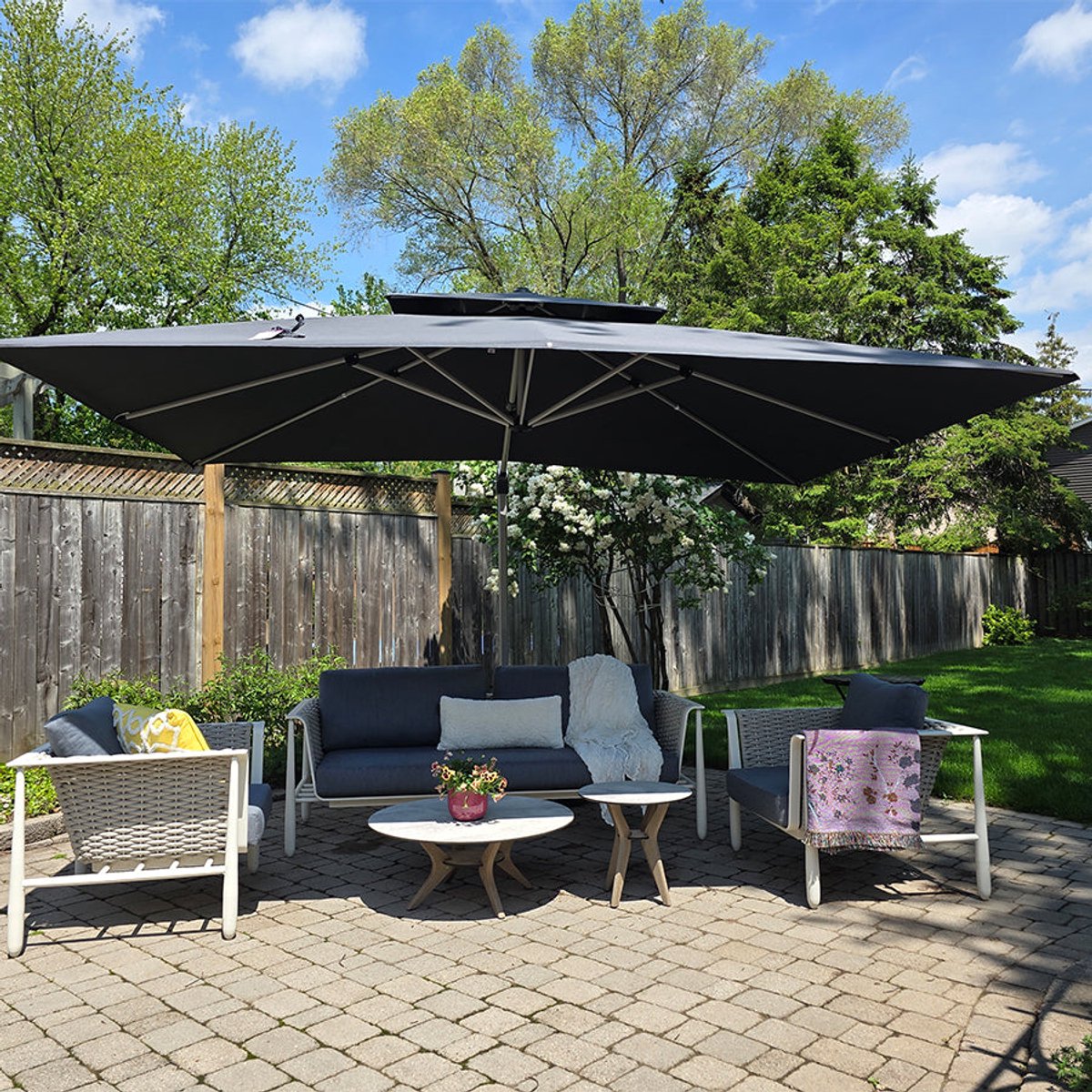 Purple Leaf Zweefparasol met dubbel dak 400x300 cm - Grijs