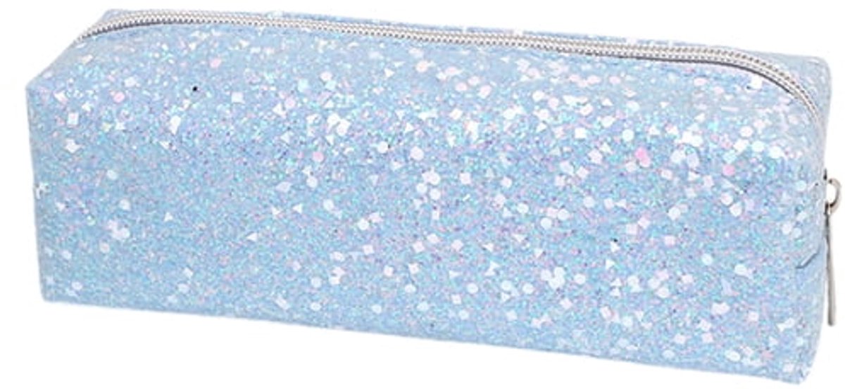 LISM-Etui met pailletten, schooltas, creatieve en eenvoudige unisex cilindervormige opbergtas - blauw