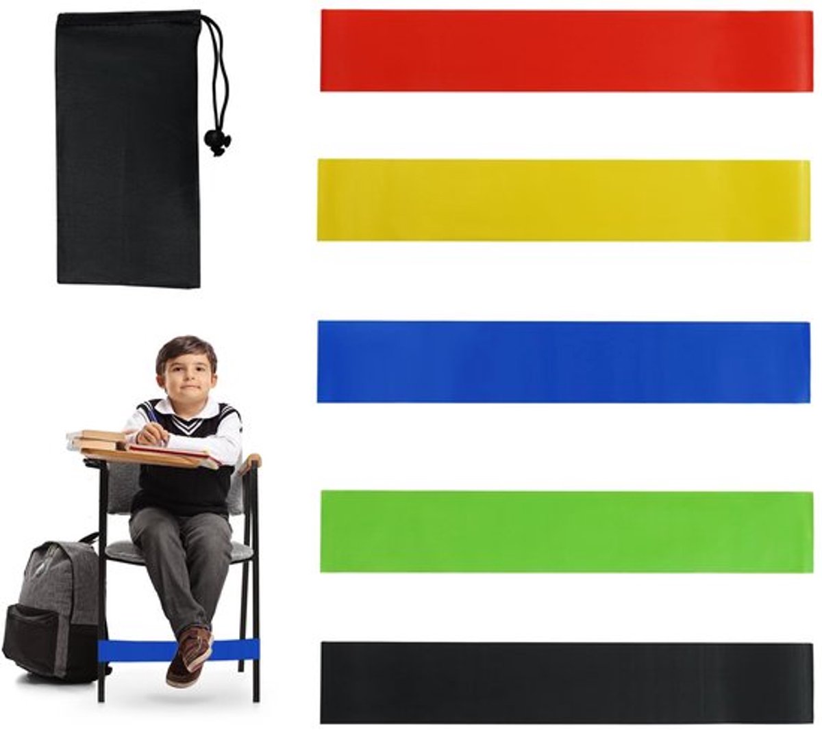 Elastische Banden - 5 Stuks - Voor Kinderstoelen - Stressmanagement - ADHD/Autisme - Innovatieve Hulpbron - Zeer Elastisch Materiaal - Stressbanden