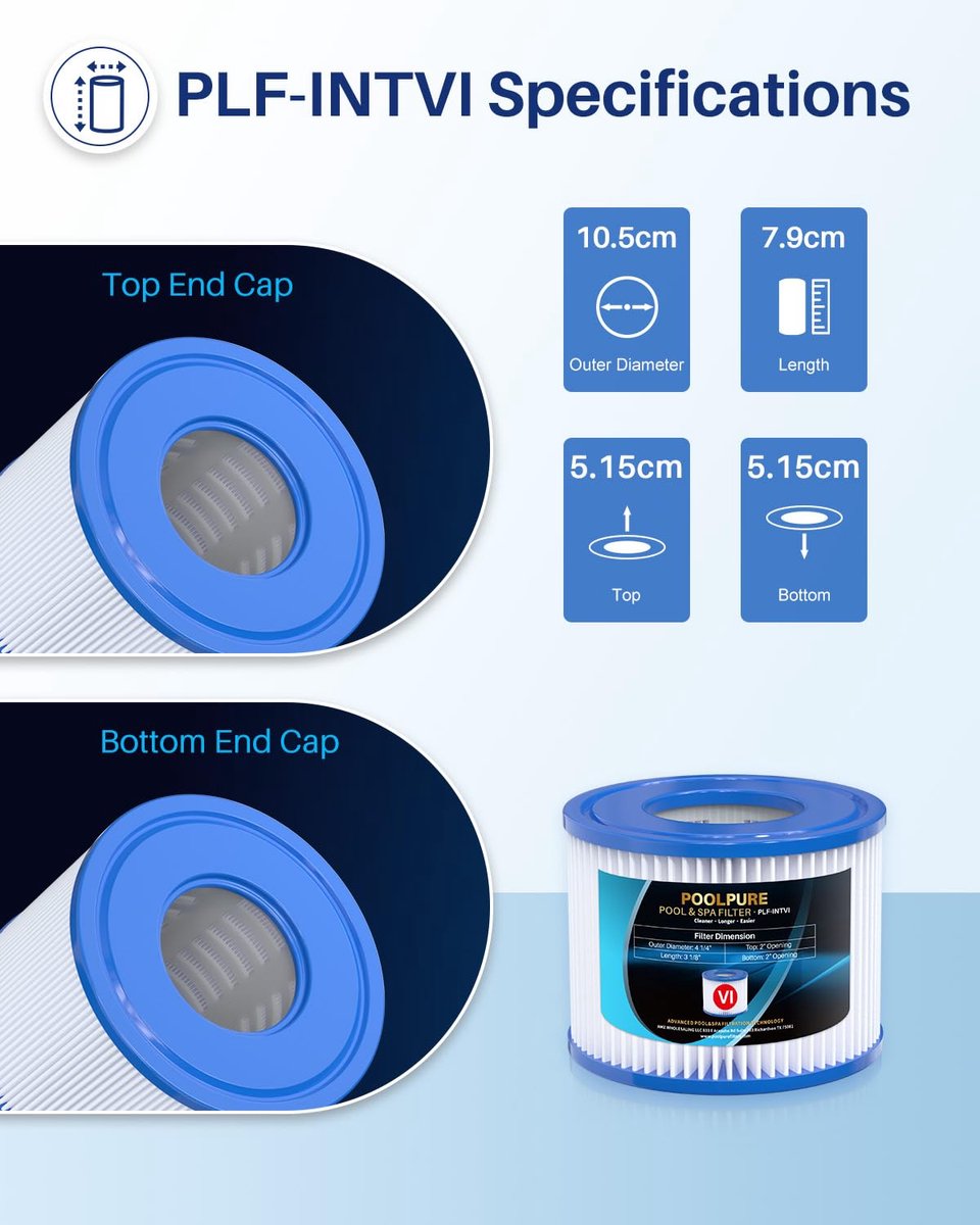 SnelShoppen - POOLPURE Spa Vervangingsfilter Type VI voor Coleman SaluSpa 90352E - 6 Stuks - Hoogwaardige Zwembadfilters voor Schone en Gezonde Spa's