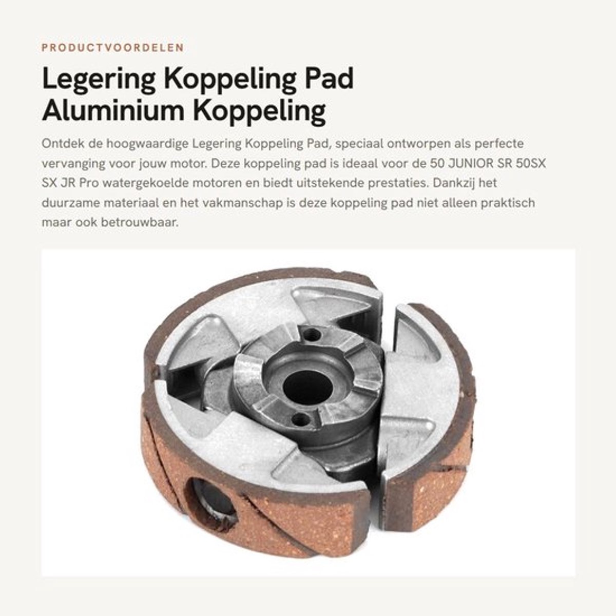 Legering Koppeling Pad - Aluminium Koppeling Pad - Perfecte vervanging voor motor - 10 x 10 x 10 cm - Geschikt voor 50 SR 50SX SX...