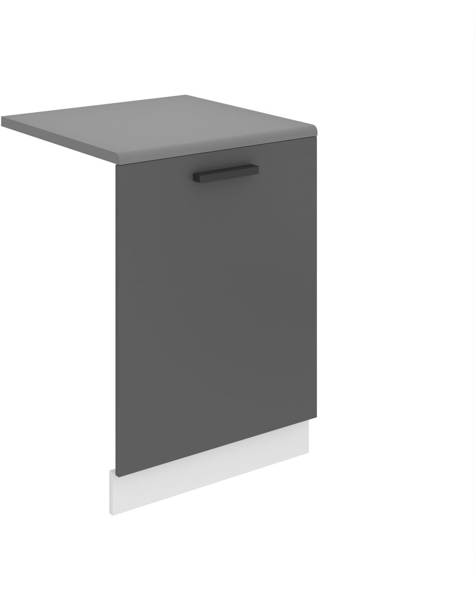 BELINI Voorpaneel Vaatwasser PZ 60 cm met Handgreep en Plint met Werkblad - Zilver Mat