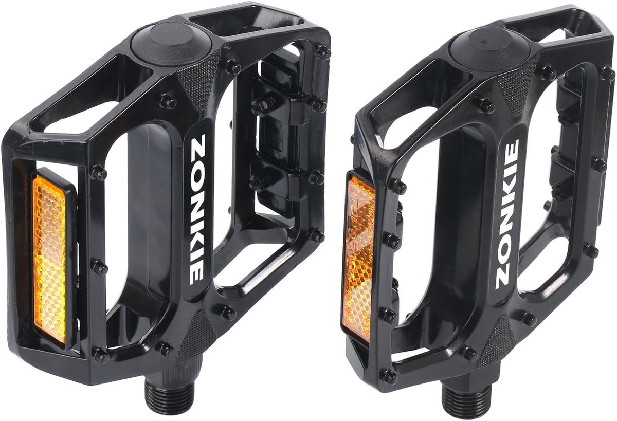 SnelShoppen - Aluminium Fietspedalen - Antislip BMX MTB Wegfiets Pedalen - DU Gesealde Lagers - Zwart 9/16 Inch - Lichtgewicht en Duurzaam