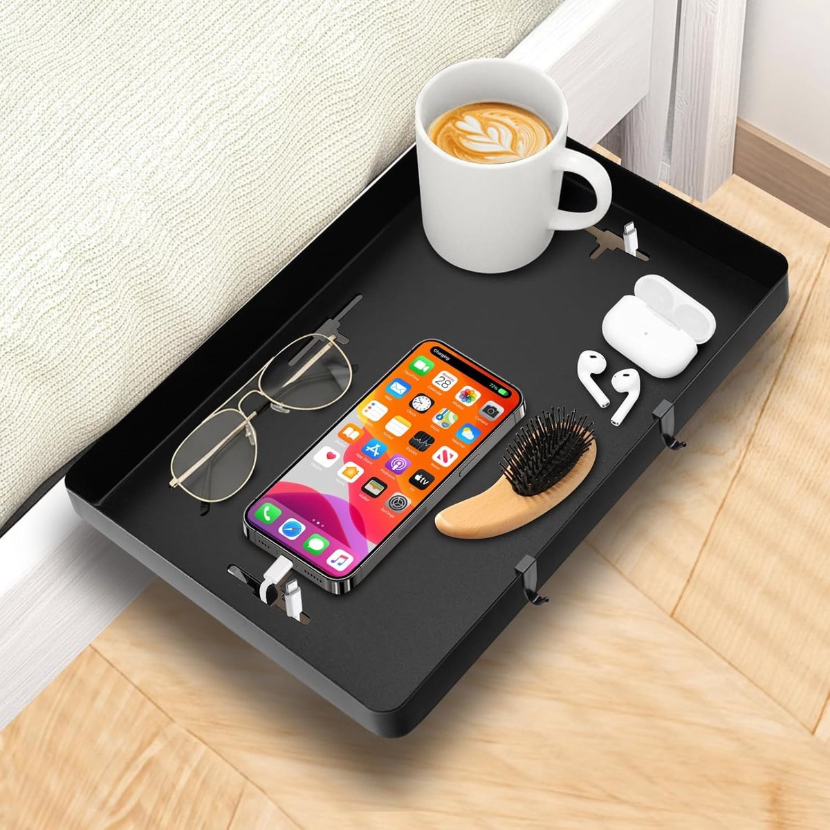 Hanging Bed Shelf 34 x 24.5 cm - verstelbaar metaal - opklapbaar - ideaal voor slaapkamer - ShopVlot