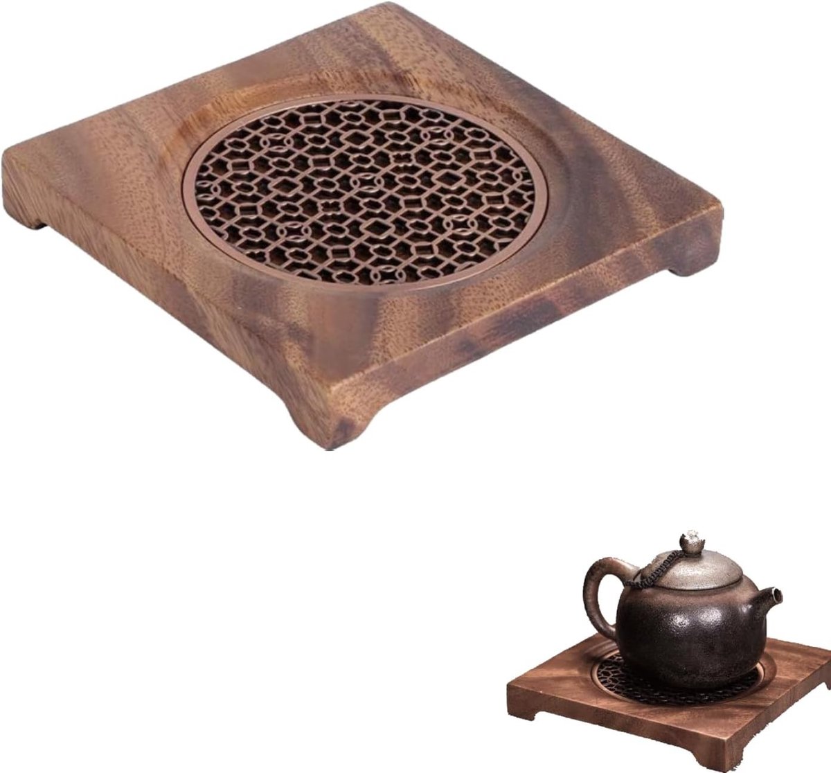 Houten Onderzetters voor Keuken, Vierkante Walnoot Theematten voor Warmte-isolatie en Keukenaccessoires voor Pannen en Theepotten