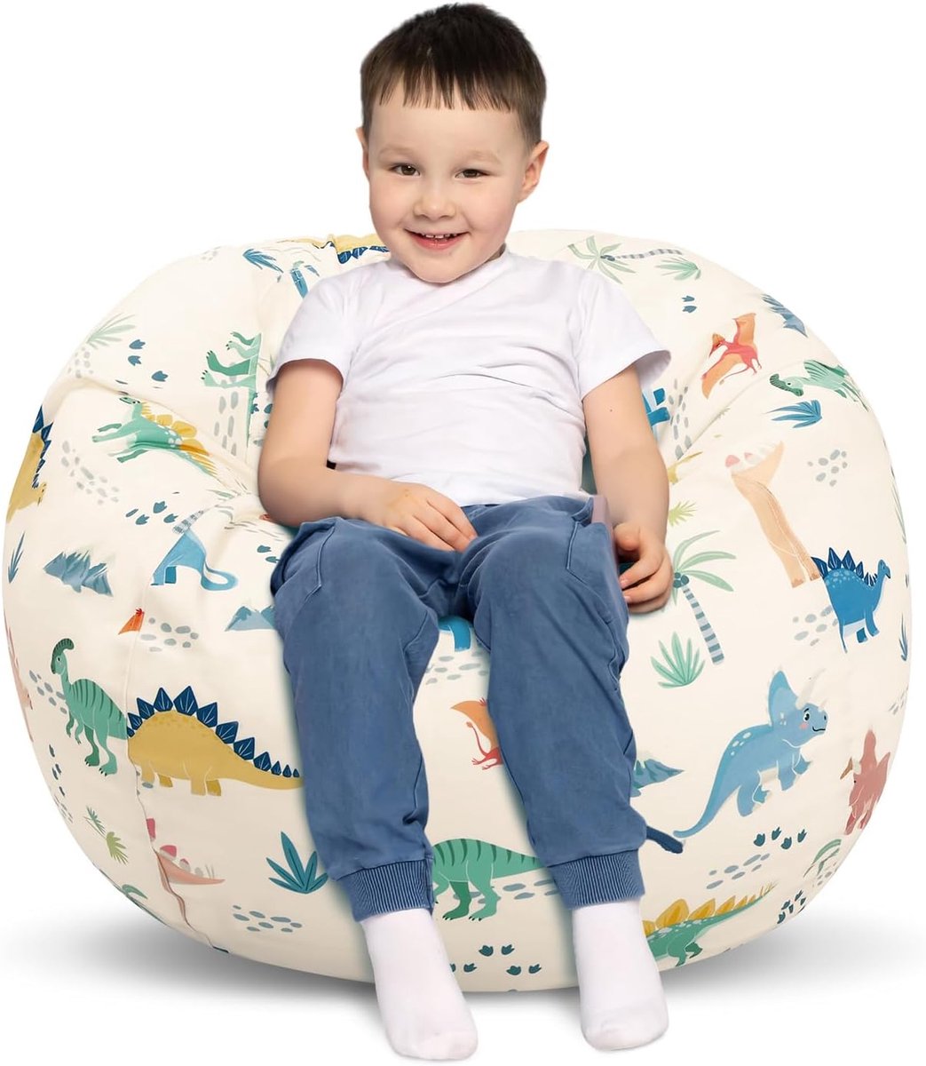 SnelShoppen - Zitzak voor Kinderen met Dinosaurus Design, Wasbare Knuffeldier Opslag, Organizer voor Speelgoed en Kleding, Ideaal voor Kinderkamer, Me