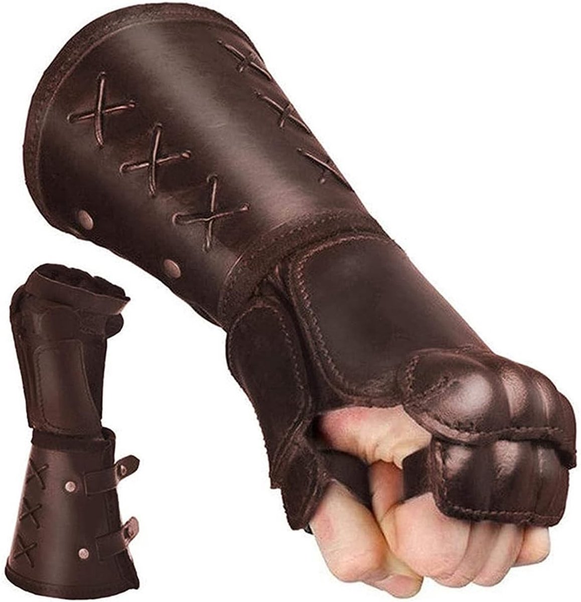 Retro Gauntlet Armband - Gothic Faux Leather Arm Guards voor Middeleeuwse Steampunk Cosplay, Bescherming voor de Hand en Onderarm