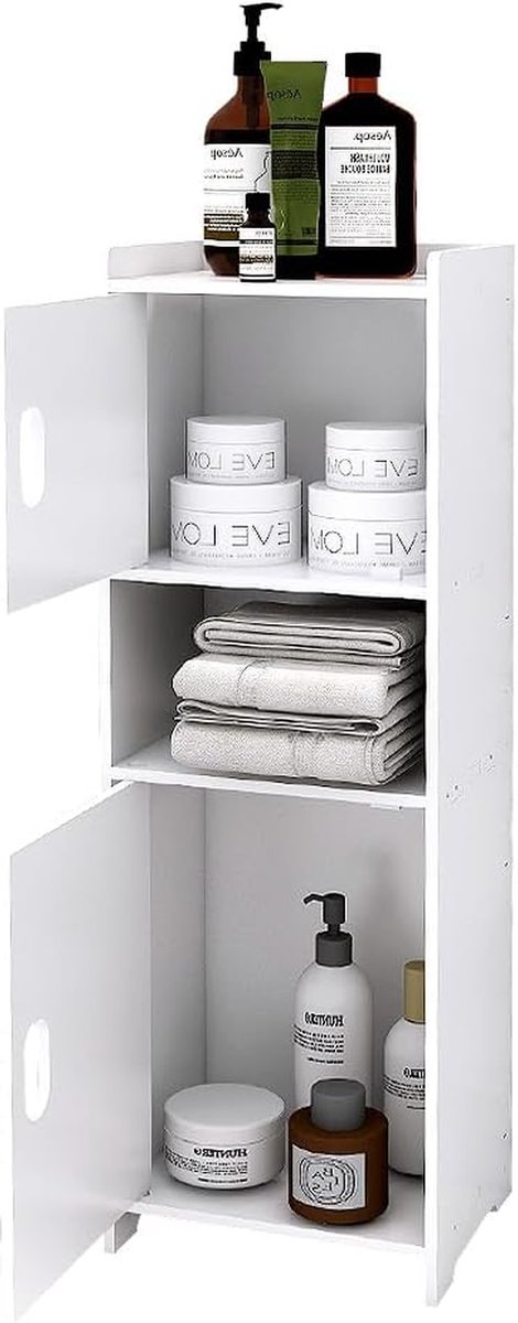 Badkamermeubel Kolomkast - Toiletkast Opslag - Ruimte Besparen - Waterdicht Polypropyleen - 24 x 20 x 72 cm - Wit