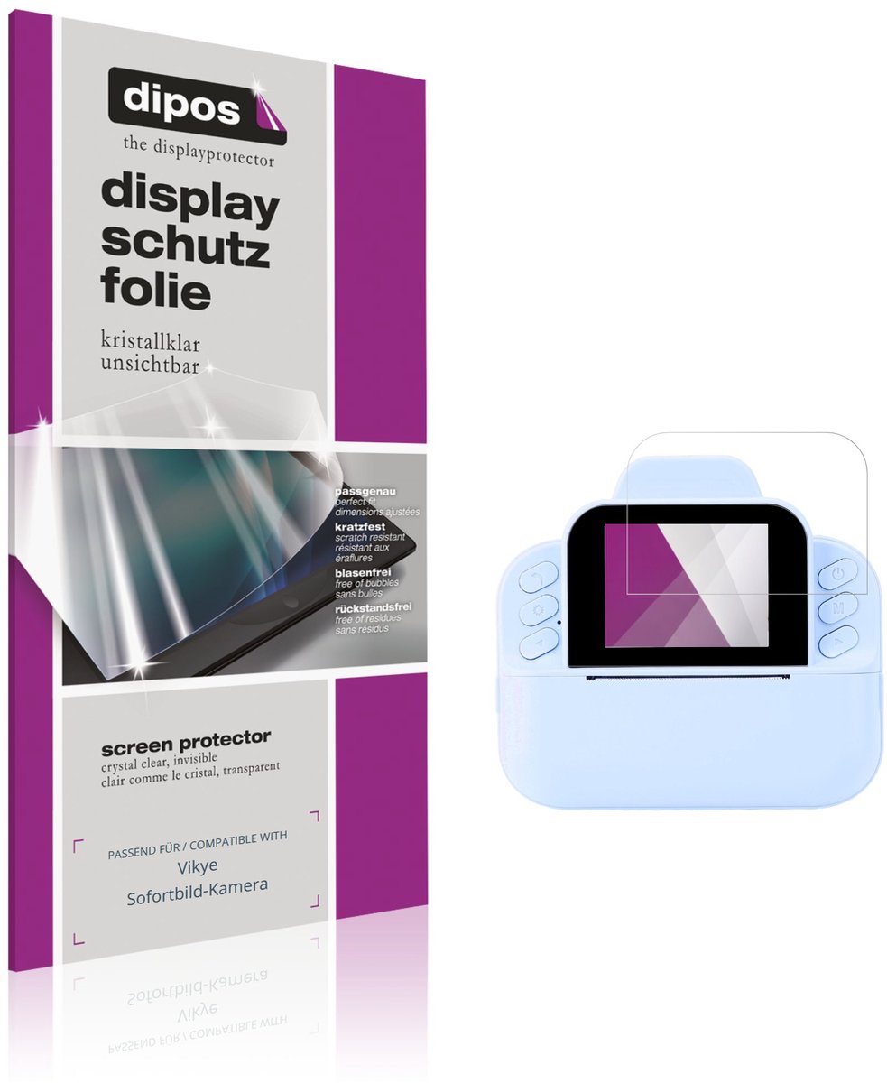 dipos – 4x Beschermfolie geschikt voor Vikye Sofortbild-Kamera | Krasbestendige & heldere Screenprotector Ultra-Thin
