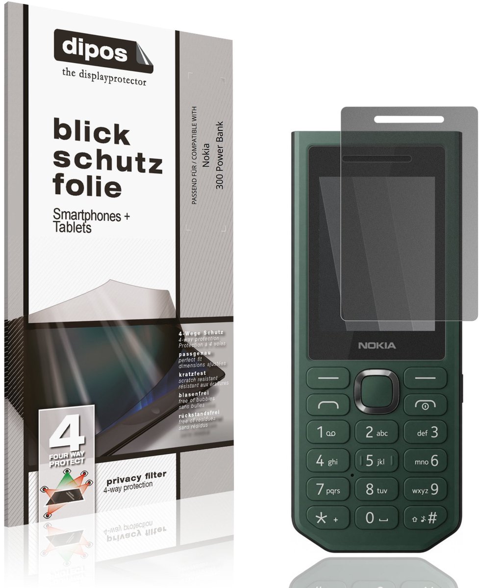 dipos – Matte Privacy Screenprotector geschikt voor Nokia 300 Power Bank | Anti-Spy Beschermfolie