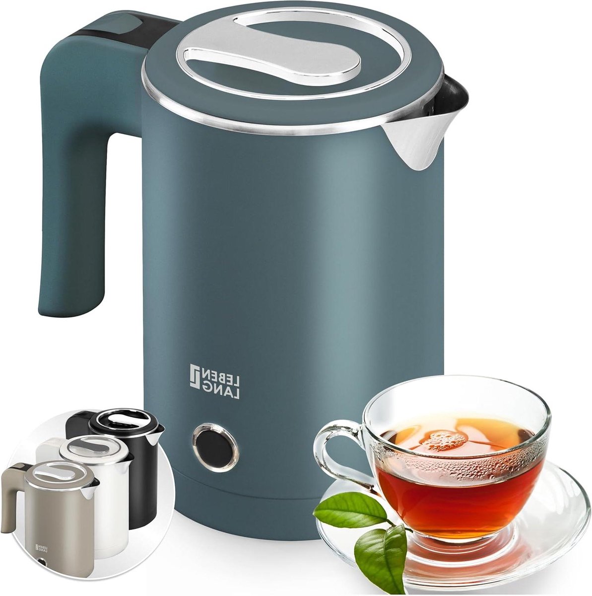 Reiswaterkoker - Mini waterkoker - Koken op reis - Roestvrij staal binnenkant - 05 liter - Blauw
