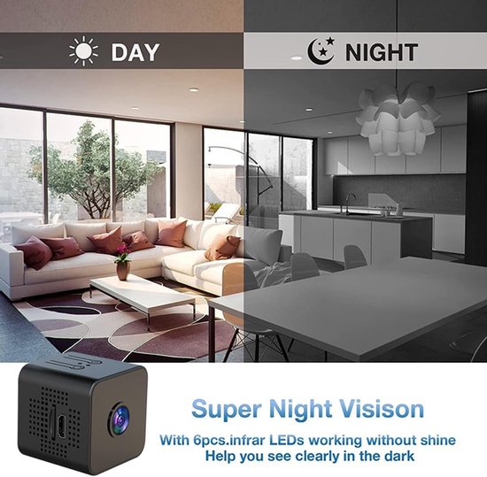 Mini Spionage Camera - Verborgen WiFi Camera - Thuisbeveiliging Binnen - HD 1080P Nachtzicht - 32GB Opslag - Zwart van MINI — afbeelding 3