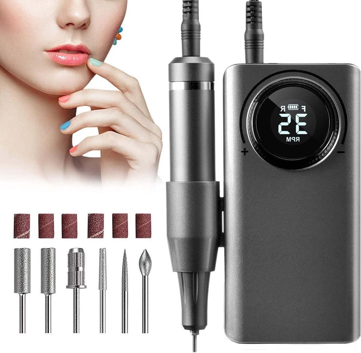 Elektrische Nagelvijl - Manicure Set - Nagels Vijlen - 35.000 RPM Instelbaar - Compact Formaat - Zwart