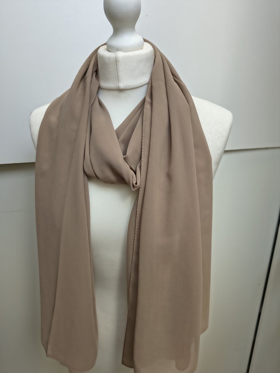 Lange dames chiffon sjaal Dominique-effen champagne-omslagdoek-stola