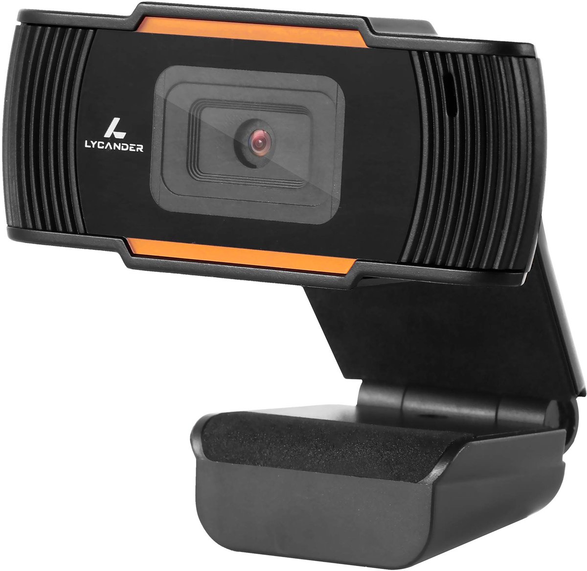 SnelShoppen - LYCANDER USB FHD webcam met geïntegreerde microfoon, 1080p Full High Definition, 30 fps, zwart & oranje, ideaal voor desktop, laptop, vi