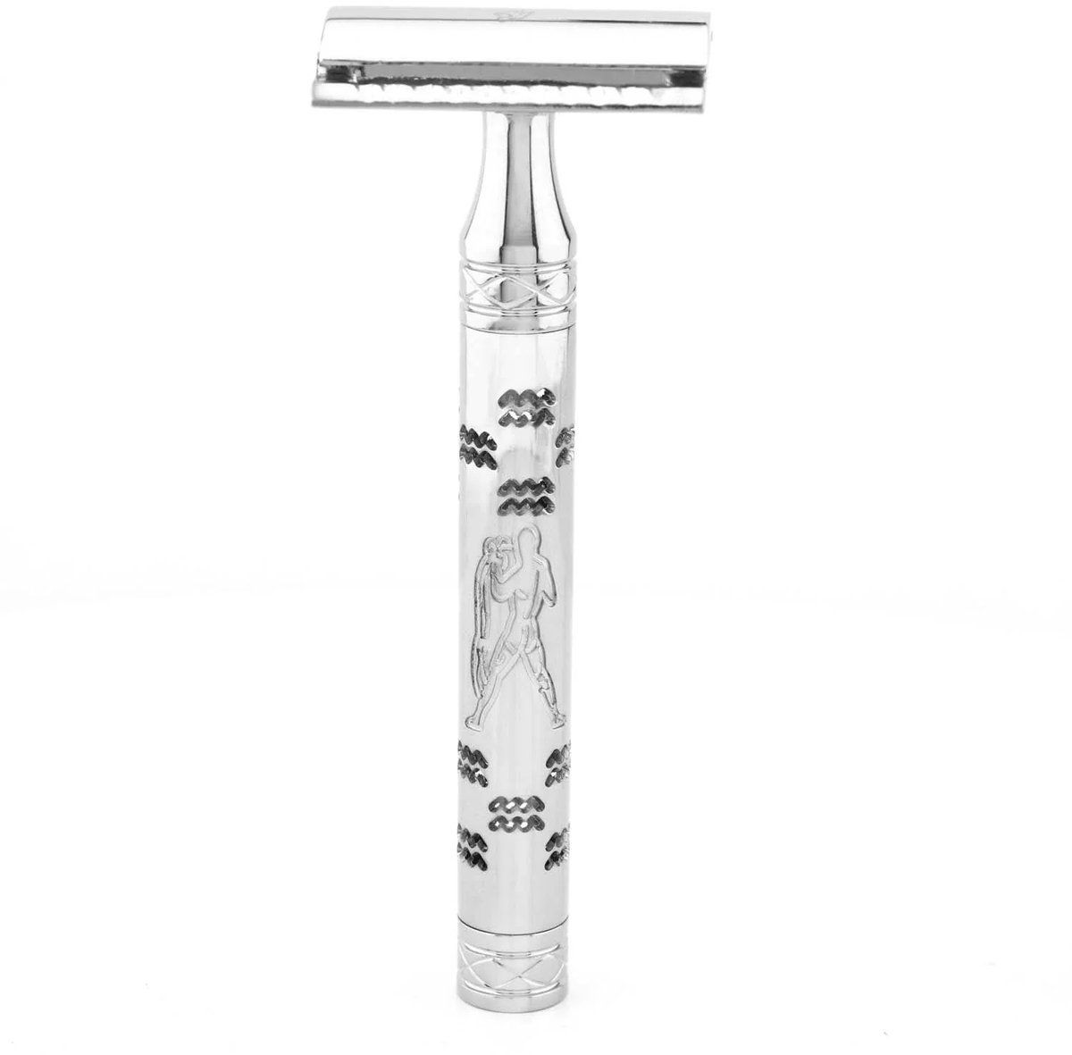 JAG Shaving Safety Razor RVS – Double Edge Scheermes met Aquarius Sterrenbeeld Gravure – Herbruikbaar Klassiek Scheermes voor Mannen & Vrouwen