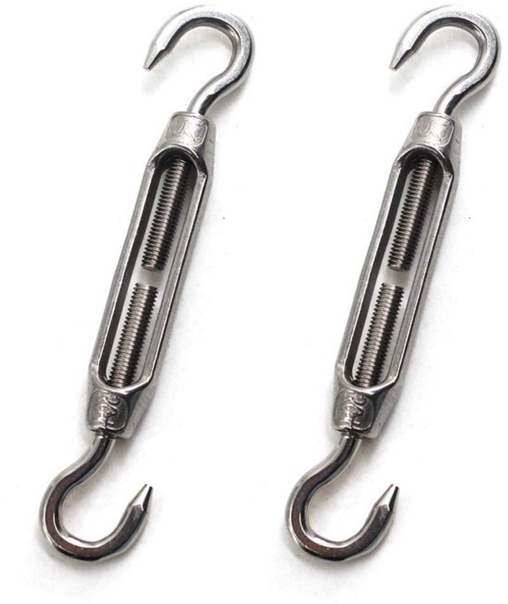 Turnbuckle RVS spangesp haak draad touw spanning - Set van 2 stuks - Roestvrij staal 304