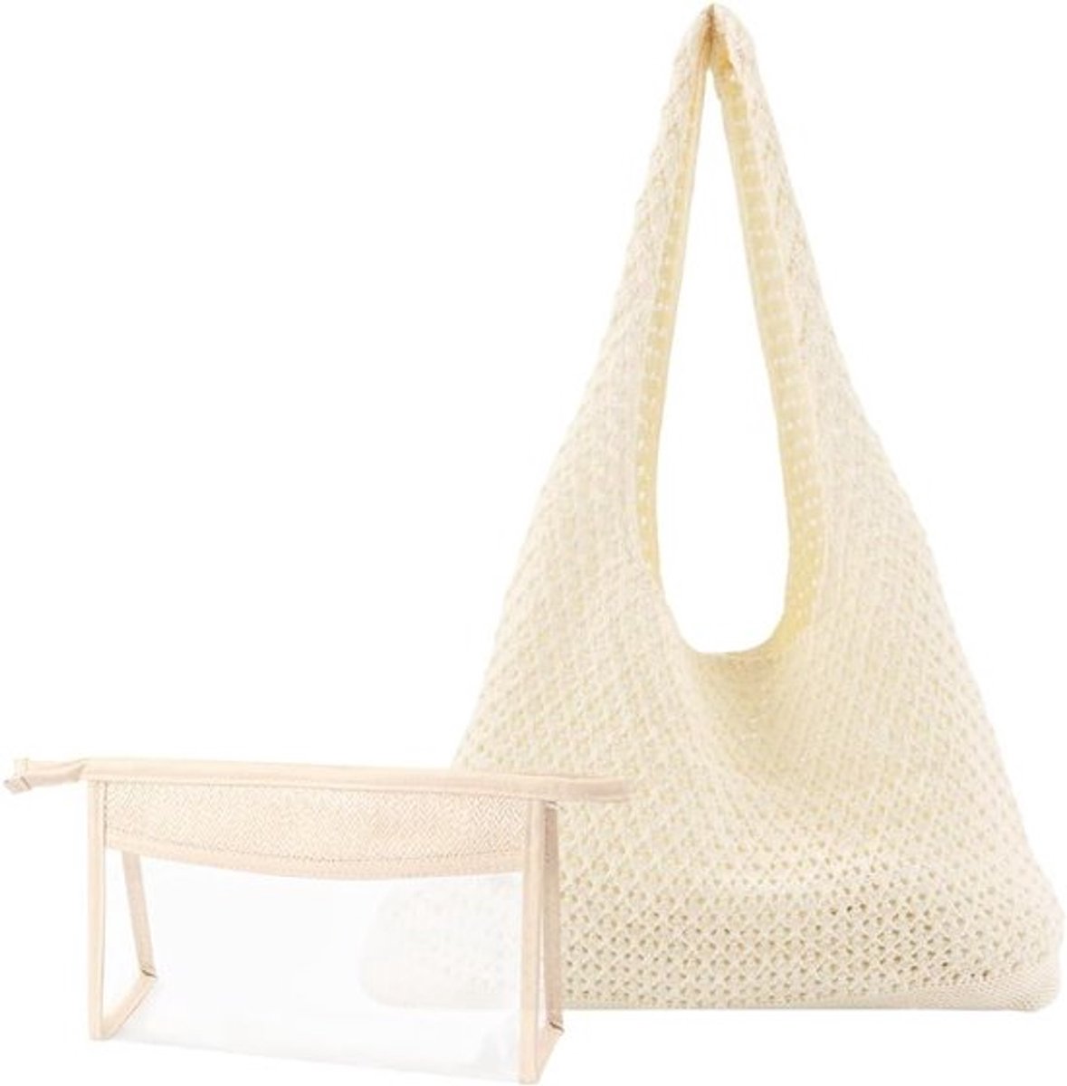Zomerse Strandtas voor Vrouwen - Ruime Mesh Strandtas met PVC Inzet, Ideaal voor Reizen en Dagelijks Gebruik