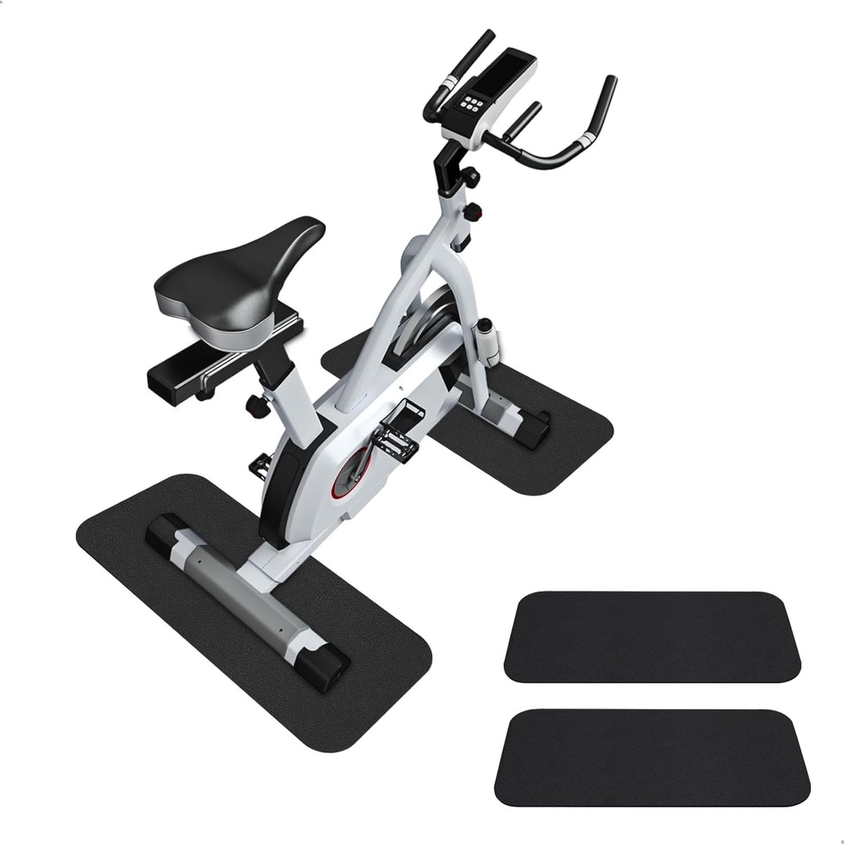 Set van 2 antislip gymnastiekmatten van 6 mm voor loopband, elliptische trainer en fitnessapparatuur (30 x 63,5 cm)