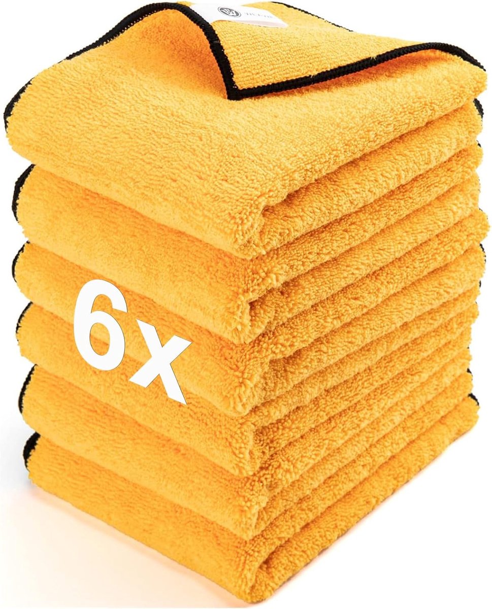 Microfiber Cloths for Cars - Pack of 6 (60 x 40 cm), Microfibre Cleaning Cloth with Double Pile for Car Washing - ShopVlot