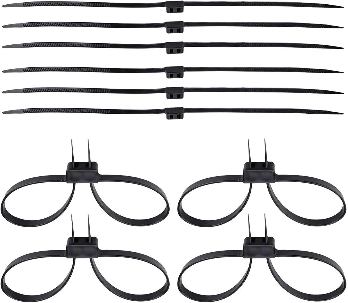 10 stuks dubbel vergrendelde kabelbinders, 700 x 12 mm, extreem scheurvaste nylon kabelbinderset in zwart - ShopVlot