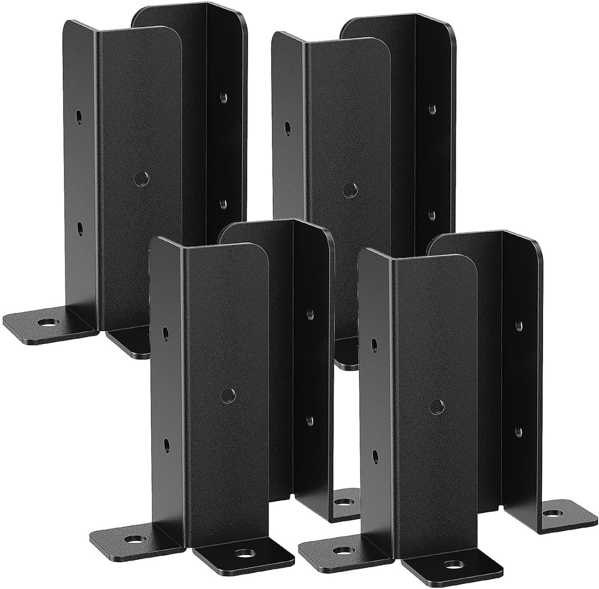 SnelShoppen - 8 Pcs Verstelbare Fence Post Beugels met Schroeven, Zwarte Dikke Metaal Ondersteuning voor Houten Palen, Tuin, Pergola, Duurzaam en Roes