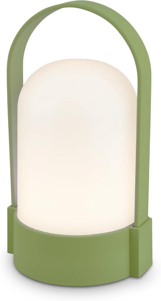 SnelShoppen - Draadloze Led-tafellamp, IP44, dimbaar in fasen, USB-C, verwisselbare batterij, groen, bedlampje, leeslamp, campinglamp, outdoor, 9 x 8