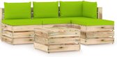 Decoways - 5-delige Loungeset met kussens groen geïmpregneerd hout