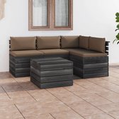 Decoways - 5-delige Loungeset met kussens pallet massief grenenhout