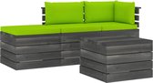 Decoways - 4-delige Loungeset met kussens pallet massief grenenhout