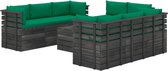 Decoways - 9-delige Loungeset met kussens pallet massief grenenhout