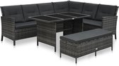 Decoways - 3-delige Loungeset met kussens poly rattan grijs