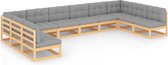 Decoways - 10-delige Loungeset met kussens massief grenenhout