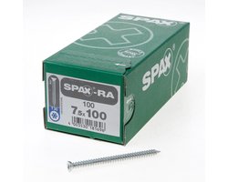 Spax - Kozijnschroeven - Torx 30 Platkop - 7,5 x 100mm - Voldraad - WIROX (100 stuks)