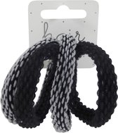 Haarelastiek Gevlochten Nylon - Grijs Tonen - 4 stuks