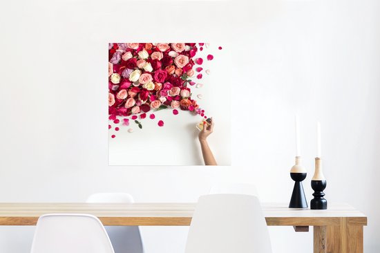 Poster 50x50 cm - Rozen - Parfum - Bloemen - Posters - Kamer decoratie - Wanddecoratie woonkamer - Muurdecoratie slaapkamer