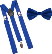 Bretels inclusief vlinderdas - Cobalt blauw - met stevige clip - bretels - vlinderdas - strik – strikje - luxe - heren - unisex - giftset