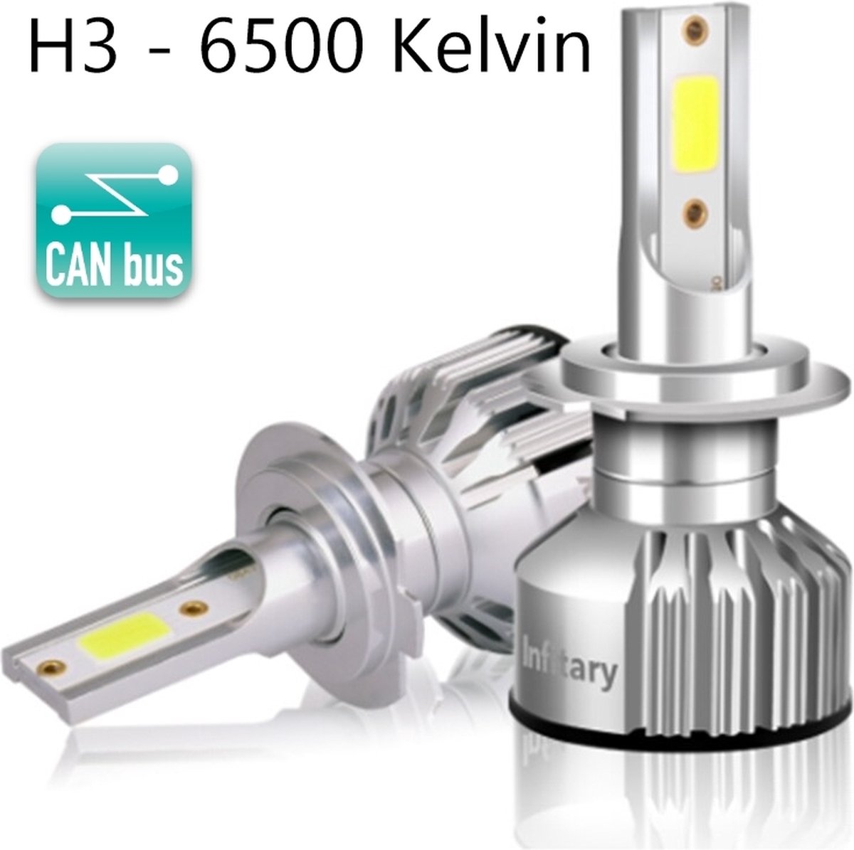 H3 LED Lampen (Set 2 stuks) - Interne CANbus adapter - 6500K Helder Wit  18000 Lumen-... | bol.com