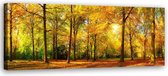 Trend24 - Canvas Schilderij - Gouden Bos - Schilderijen - Landschappen - 150x50x2 cm - Groen