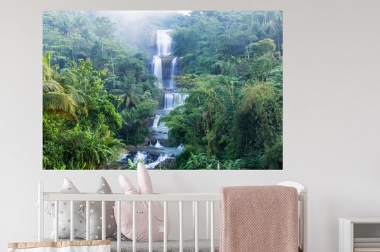 Sticker Muursticker Indonésie - Chutes d'eau en Indonésie - 120x80 cm - film adhésif autocollant - sticker mural repositionnable
