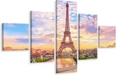 Schilderij - Eiffeltoren bij zonsondergang, Premium Print